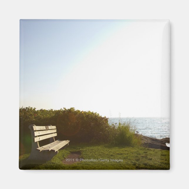 Park bench overlooking Atlantic Ocean Magnet (Front)