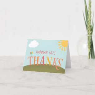 Park Birthday Party Thank You Card - Girl