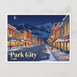 Park City Historic Main Street at Night Utah Postcard