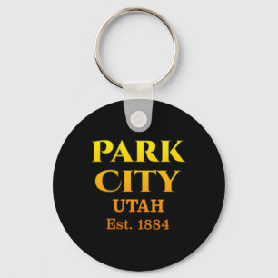 Park City Utah Chest Pocket Logo Deer 2 Sided Key Ring