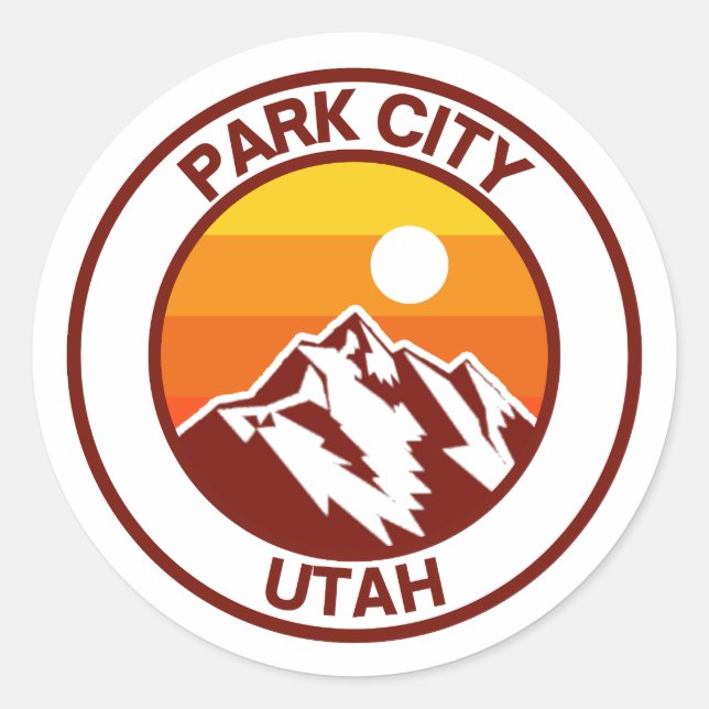 PARK CITY UTAH CLASSIC ROUND STICKER (Front)