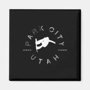 Park City Utah Graphic Vintage Retro Snowboarding Magnet