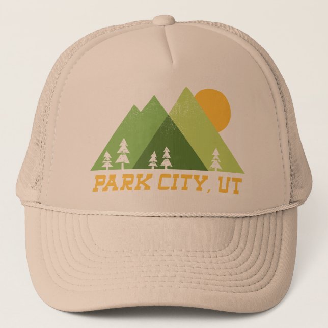 park city utah modern mountains trucker hat (Front)