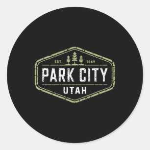 Park City Utah Mountain Skiing Snowboarding Design Classic Round Sticker