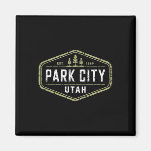 Park City Utah Mountain Skiing Snowboarding Design Magnet