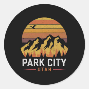 Park City Utah Mountains Ski Hiking Camping Trip S Classic Round Sticker