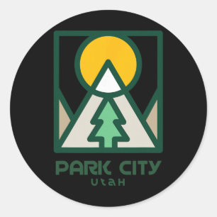 Park City Utah Mountains Tree Classic Round Sticker