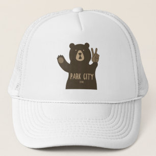 Park City Utah Peace Bear Trucker Hat