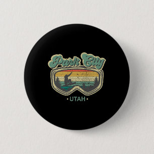 Park City Utah Retro Snowboarding Resort Vacation  6 Cm Round Badge