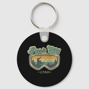 Park City Utah Retro Snowboarding Resort Vacation Key Ring