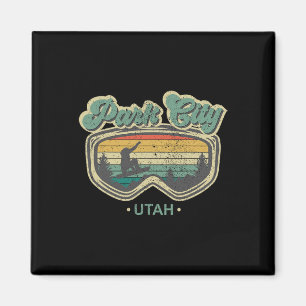 Park City Utah Retro Snowboarding Resort Vacation Magnet