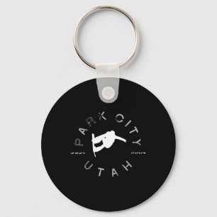 Park City Utah Retro Vintage Graphic Snowboard Key Ring