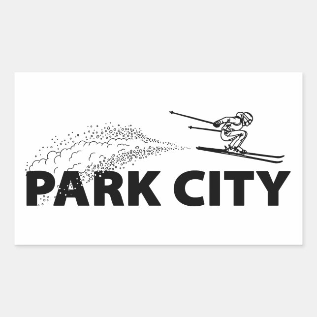 Park City Utah Ski Jumper Rectangular Sticker (Front)