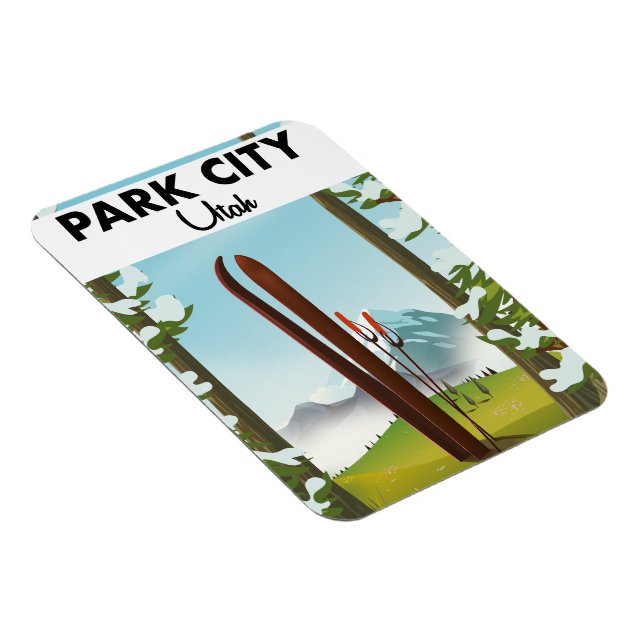 Park City Utah Ski poster Magnet (Right Side)