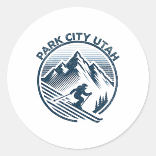 Park City Utah Ski Resort Winter Skiing  Classic Round Sticker