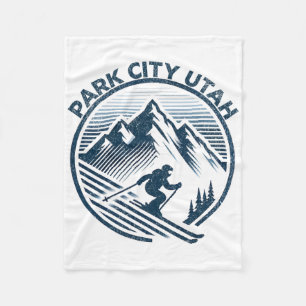 Park City Utah Ski Resort Winter Skiing Fleece Blanket