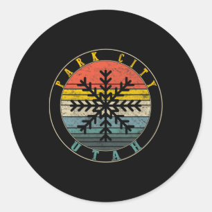 Park City Utah Ski Skiing Snowboarding Skier Snow  Classic Round Sticker