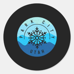 Park City Utah Ski Skiing Snowboarding Skier Snow Classic Round Sticker
