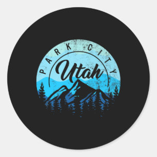 Park City Utah Ski Skiing Snowboarding Skier Snow Classic Round Sticker