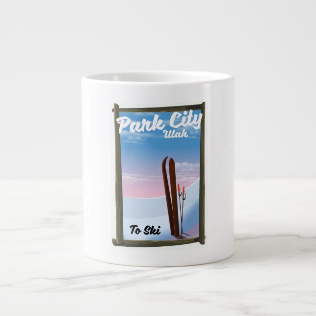 Park city Utah Ski travel poster Large Coffee Mug (Front)