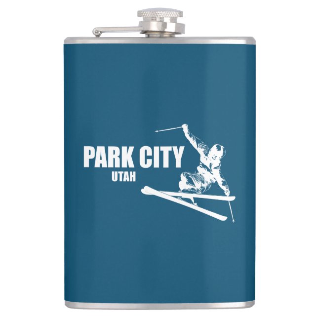 Park City Utah Skier Hip Flask (Front)