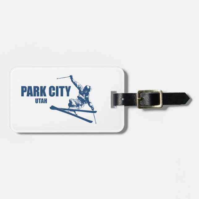 Park City Utah Skier Luggage Tag (Front Horizontal)