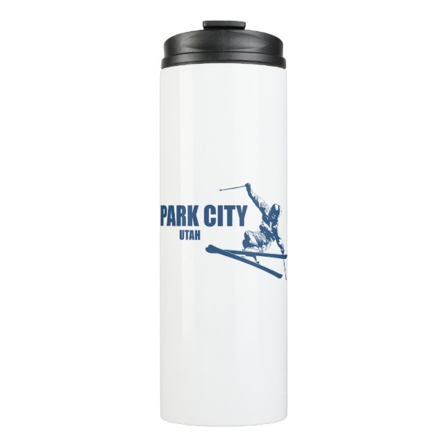 Park City Utah Skier Thermal Tumbler (Front)