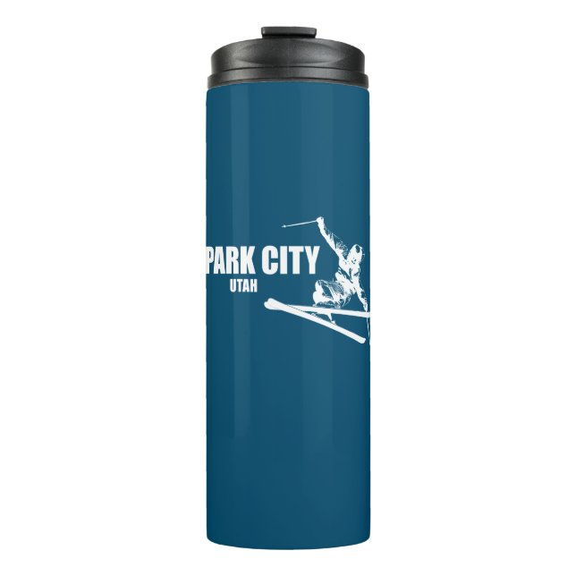 Park City Utah Skier Thermal Tumbler (Front)