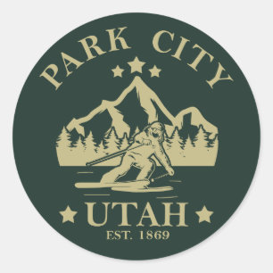 Park City Utah skiing Classic Round Sticker