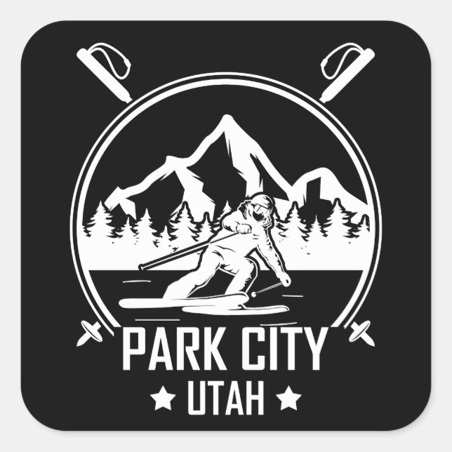 Park City Utah skiing Square Sticker (Front)