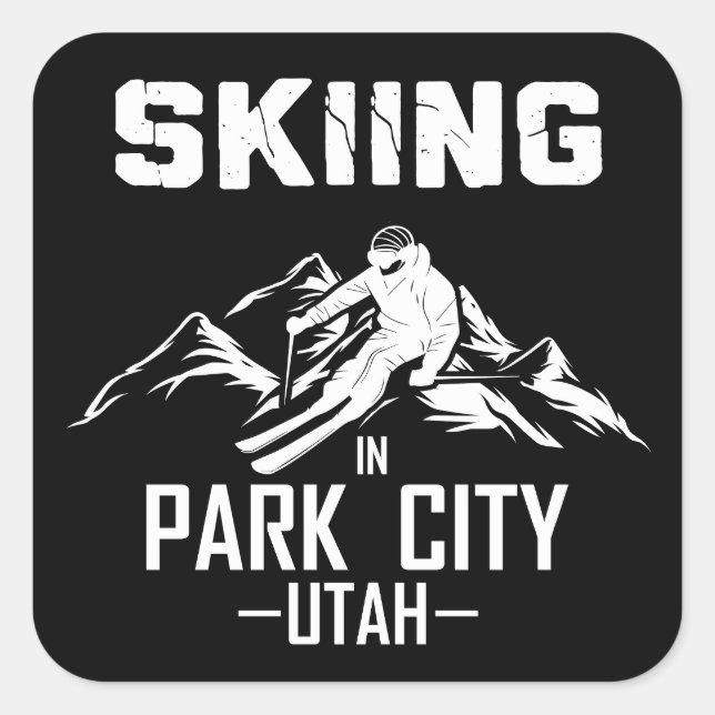 Park City Utah skiing Square Sticker (Front)