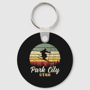 Park City Utah Skiing Vintage Mountain Ski Vacatio Key Ring