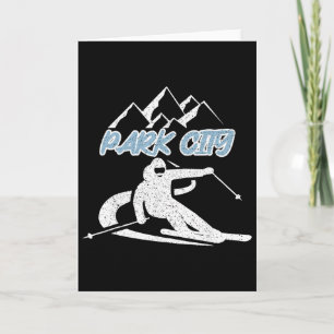 Park City Utah Snow Mountain Skiing Skier Vintage Card