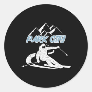 Park City Utah Snow Mountain Skiing Skier Vintage  Classic Round Sticker