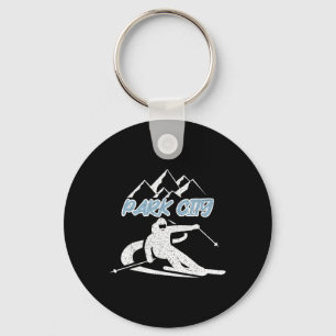 Park City Utah Snow Mountain Skiing Skier Vintage Key Ring