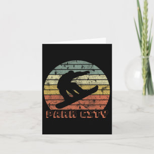 Park City Utah Snowboard Retro Sunset Vintage Card