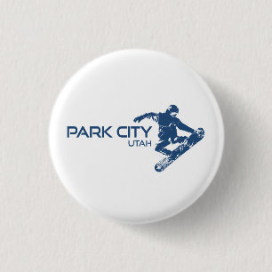 Park City Utah Snowboarder 3 Cm Round Badge