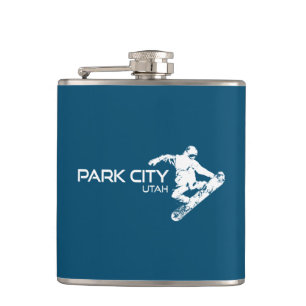 Park City Utah Snowboarder Hip Flask