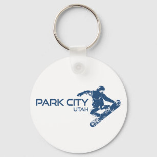Park City Utah Snowboarder Key Ring