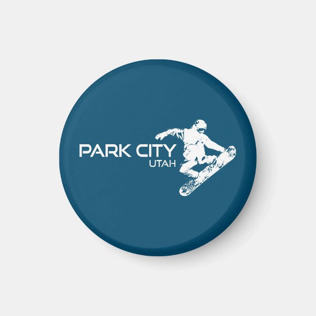 Park City Utah Snowboarder Magnet (Front)