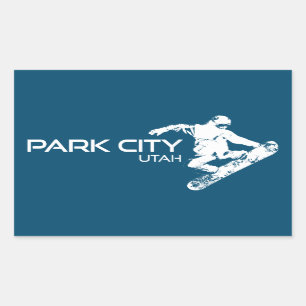 Park City Utah Snowboarder Rectangular Sticker