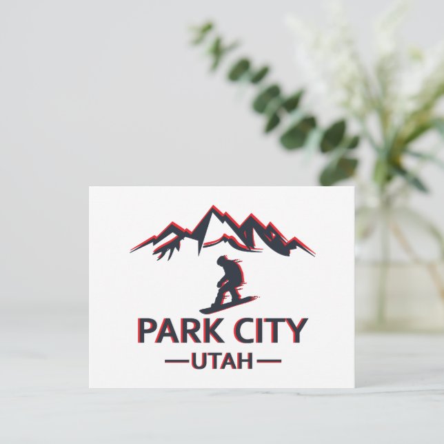Park city Utah snowboarding Holiday Postcard (Standing Front)