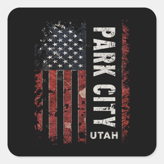 Park City Utah Square Sticker (Front)