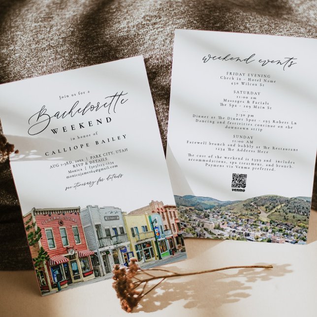 PARK CITY UTAH Travel Bachelorette Itinerary Invitation (Creator Uploaded)