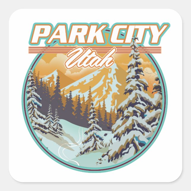 Park City Utah Travel Logo Square Sticker (Front)