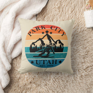 Park city Utah vintage Cushion