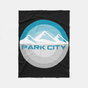 Park City Utah Vintage Retro Snowboarding Skiing T Fleece Blanket