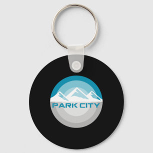 Park City Utah Vintage Retro Snowboarding Skiing T Key Ring