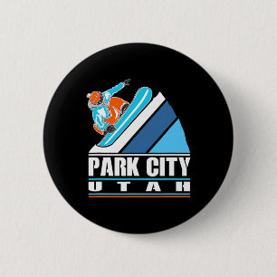 Park City Utah - Vintage Snowboarder 6 Cm Round Badge