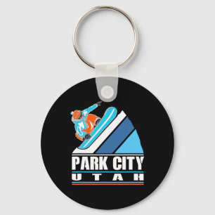 Park City Utah - Vintage Snowboarder Key Ring